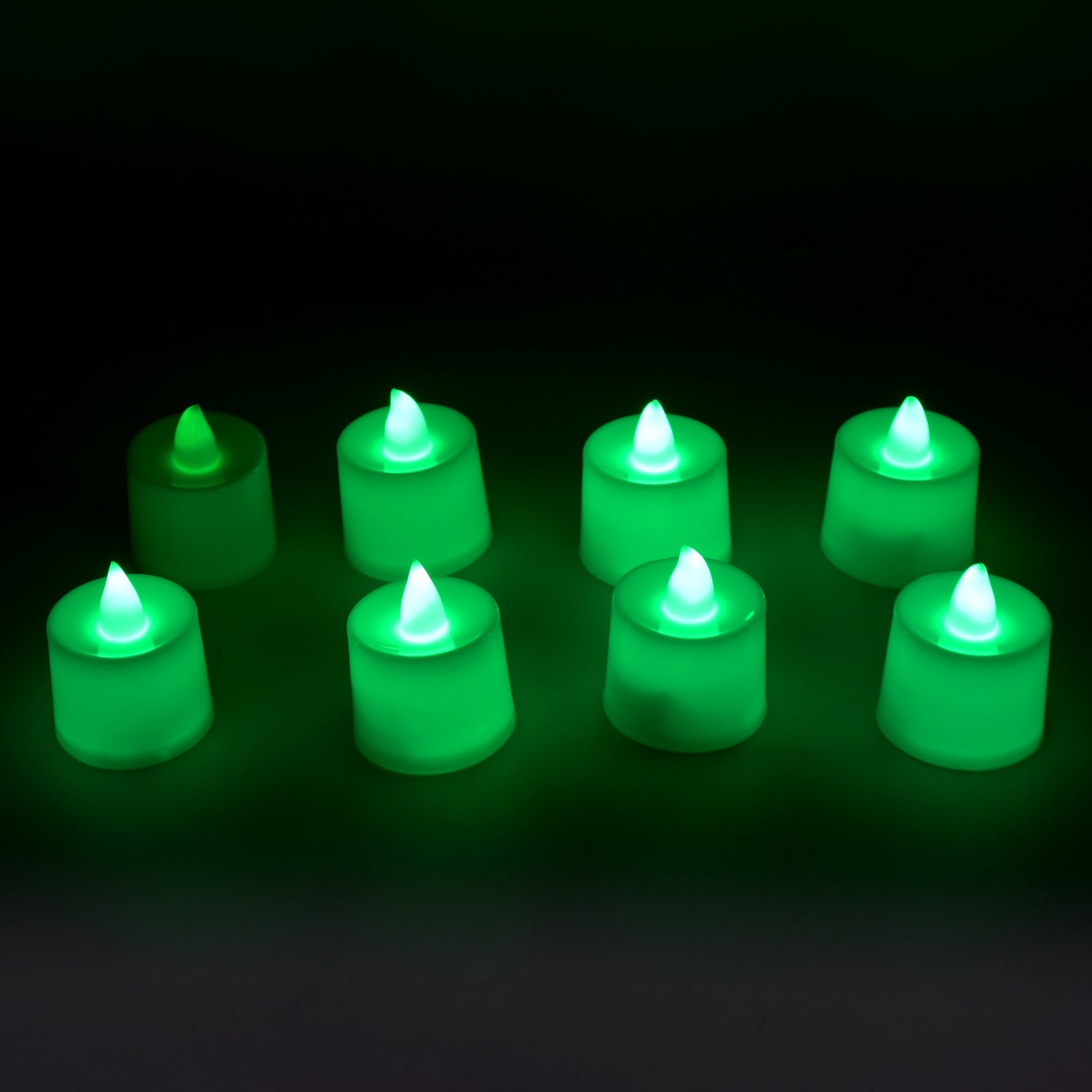 6635a GREEN FLAMELESS LED TEALIGHTS, SMOKELESS PLASTIC DECORATIVE CANDLES - LED TEA LIGHT CANDLE FOR HOME DECORATION (PACK OF 8) 6635a GREEN FLAMELESS LED TEALIGHTS, SMOKELESS PLASTIC DECORATIVE CANDLES - LED TEA LIGHT CANDLE FOR HOME DECORATION (PACK OF 8)